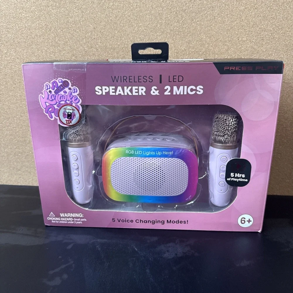 Karaoke Party‎ Wireless LED karaoke Speaker With 2 Mics NIB